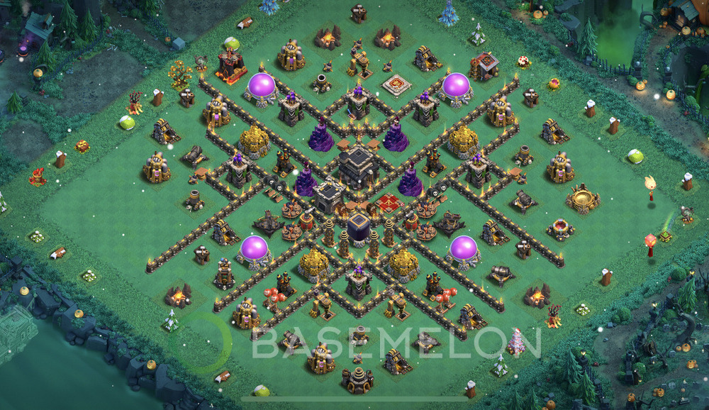 Town Hall Level 9 Trophy/Defense Base Design 2025, Anti Everything, Hybrid, Layout #2059