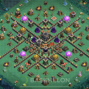 Rathaus Level 9 Verteidigung Base 2025, Anti Alles, Hybrid, Layout #2059