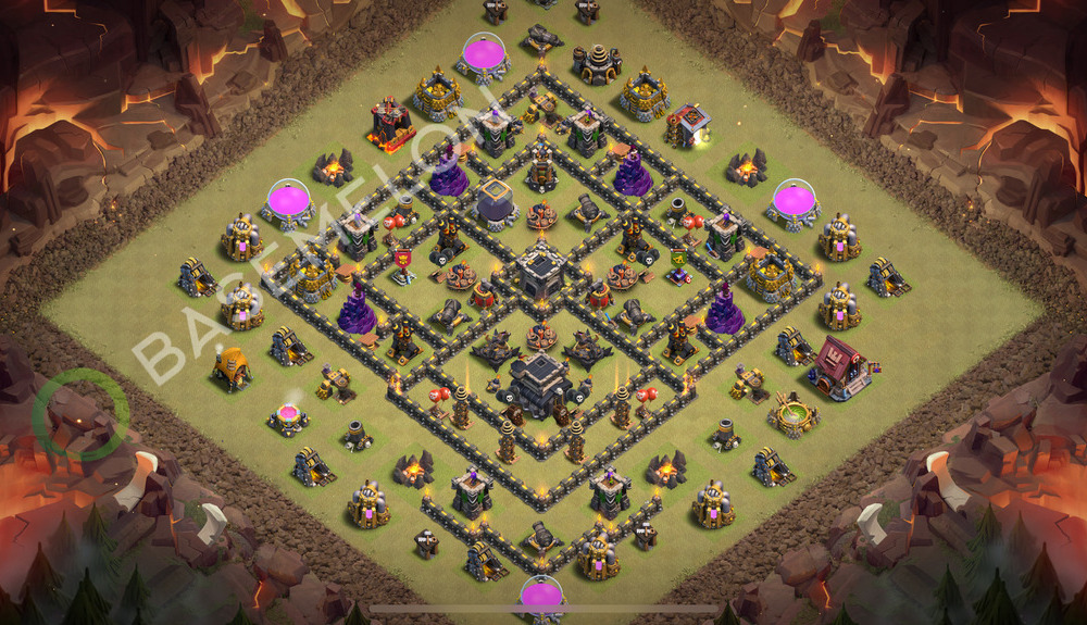 Town Hall Level 9 War Base Design 2026, Anti 3 Stars, Anti Air, Layout #208