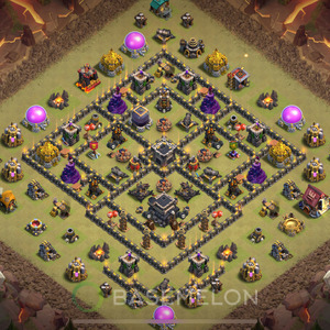 Town Hall Level 9 War Base Design 2025, Anti 3 Stars, Anti Air, Layout #208