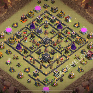 Town Hall Level 9 War Base Design 2026, Anti 3 Stars, Anti Air, Layout #208