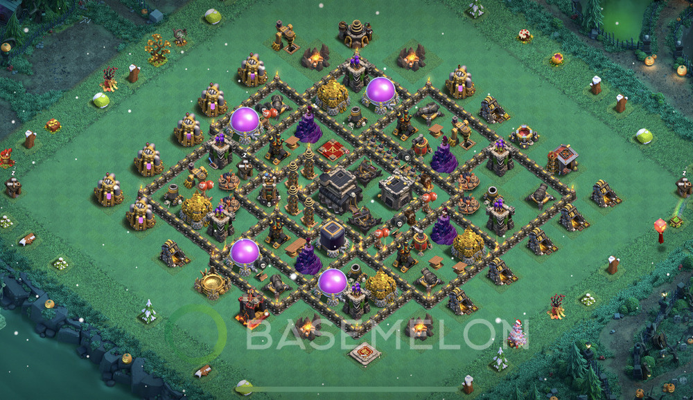 Town Hall Level 9 Trophy/Defense Base Design 2025, Max Levels, Anti Everything, Layout #2083