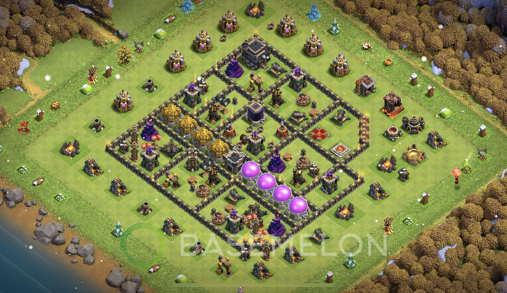 Aldea del Ayuntamiento Nivel 9 para Defensa, Anti Todo, Híbrido Diseño 2025, #2108