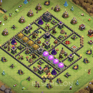 Aldea del Ayuntamiento Nivel 9 para Defensa, Anti Todo, Híbrido Diseño 2025, #2108