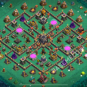 Town Hall Level 9 Trophy/Defense Base Design 2025, Anti 3 Stars, Anti Air, Layout #212