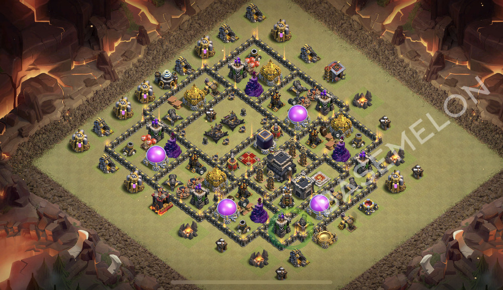 Town Hall Level 9 War Base Design 2025, Anti 3 Stars, Anti Air, Layout #2146
