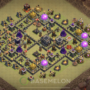 Town Hall Level 9 War Base Design, Hybrid, Layout #226
