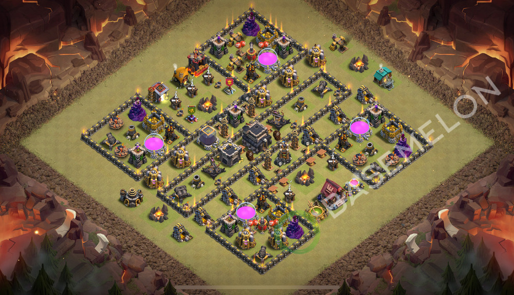 Town Hall Level 9 War Base Design 2026, Anti Everything, Hybrid, Layout #2322