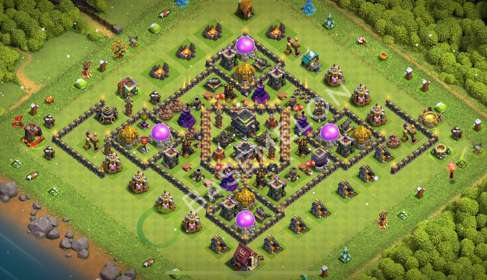 Aldea del Ayuntamiento Nivel 9 para Defensa, Anti Todo, Híbrido Diseño 2025, #2333