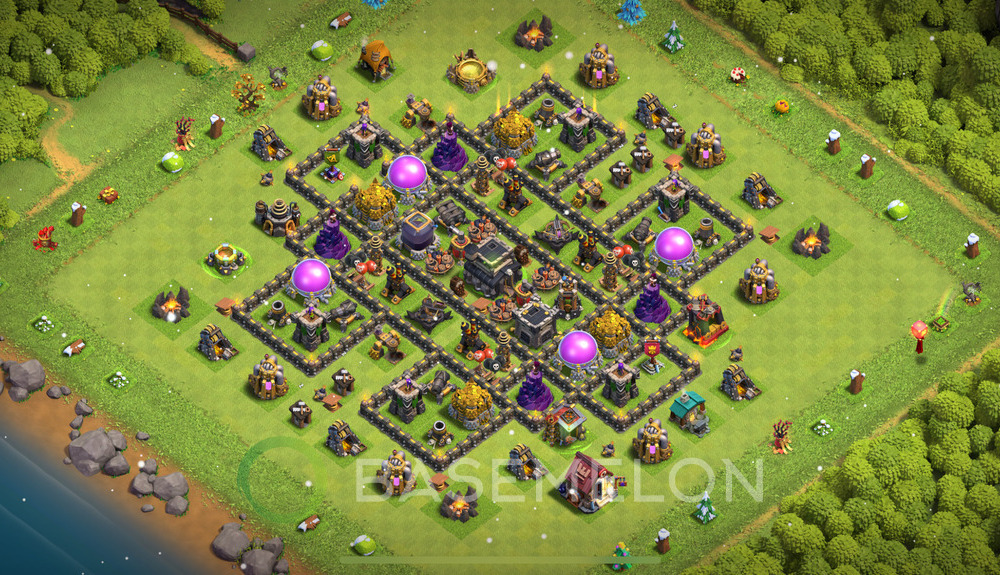 Town Hall Level 9 Trophy/Defense Base Design 2025, Anti 3 Stars, Anti Everything, Layout #234