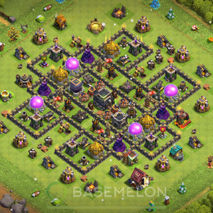 Town Hall Level 9 Trophy/Defense Base Design 2025, Anti 3 Stars, Anti Everything, Layout #234