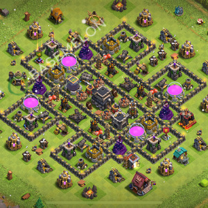 Town Hall Level 9 Trophy/Defense Base Design 2026, Anti 3 Stars, Anti Everything, Layout #234