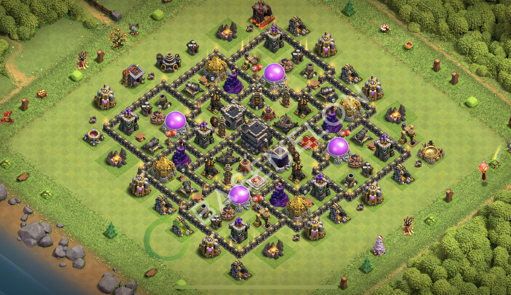 Town Hall Level 9 Trophy/Defense Base Design 2025, Unbeatable, Hybrid, Layout #2377