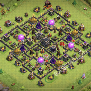 Town Hall Level 9 Trophy/Defense Base Design 2025, Unbeatable, Hybrid, Layout #2377