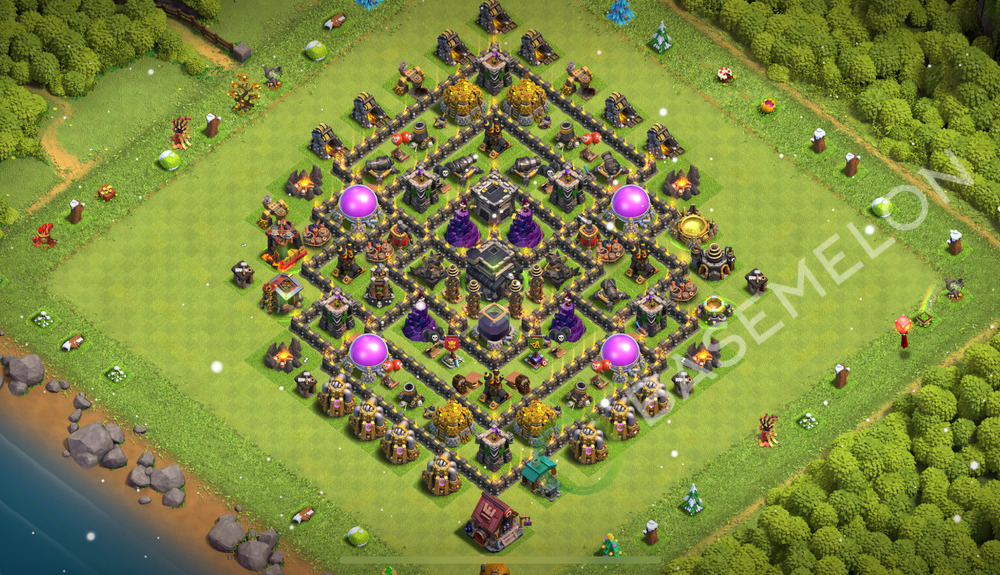 Town Hall Level 9 Trophy/Defense Base Design 2025, Anti Air, Hybrid, Layout #2409