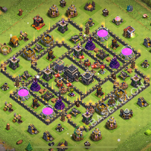 Town Hall Level 9 Trophy/Defense Base Design 2025, Anti Everything, Hybrid, Layout #2419