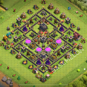 Aldea del Ayuntamiento Nivel 9 para Farming, Niveles Máximos, Híbrido Diseño 2026, #2494