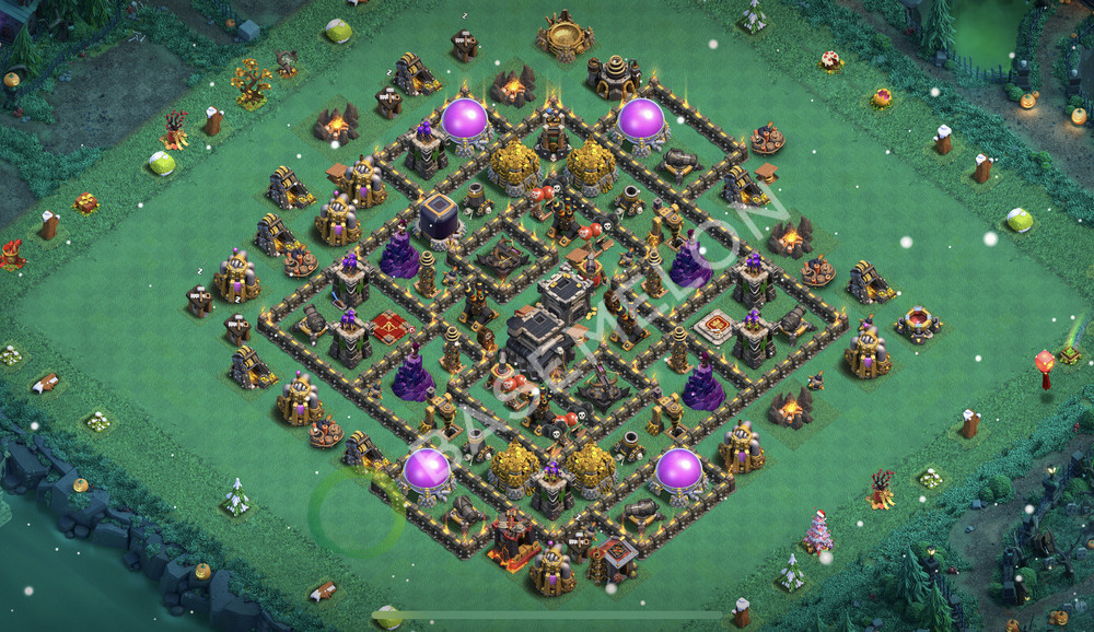 Town Hall Level 9 Trophy/Defense Base Design 2026, Anti 2 Stars, Hybrid, Layout #2508
