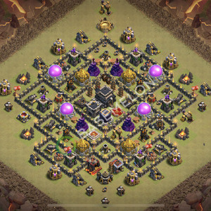 Town Hall Level 9 War Base Design 2026, Max Levels, Hybrid, Layout #2521