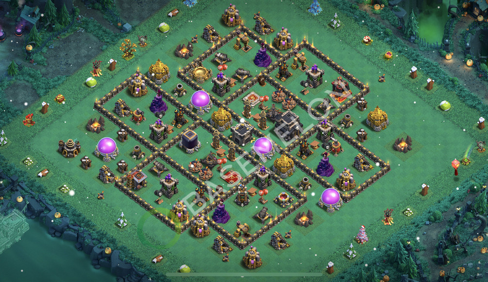 Town Hall Level 9 Trophy/Defense Base Design 2026, Anti GoWipe, Hybrid, Layout #2588