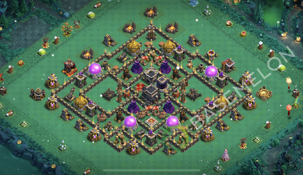 Town Hall Level 9 Trophy/Defense Base Design 2026, Unbeatable, Hybrid, Layout #2636