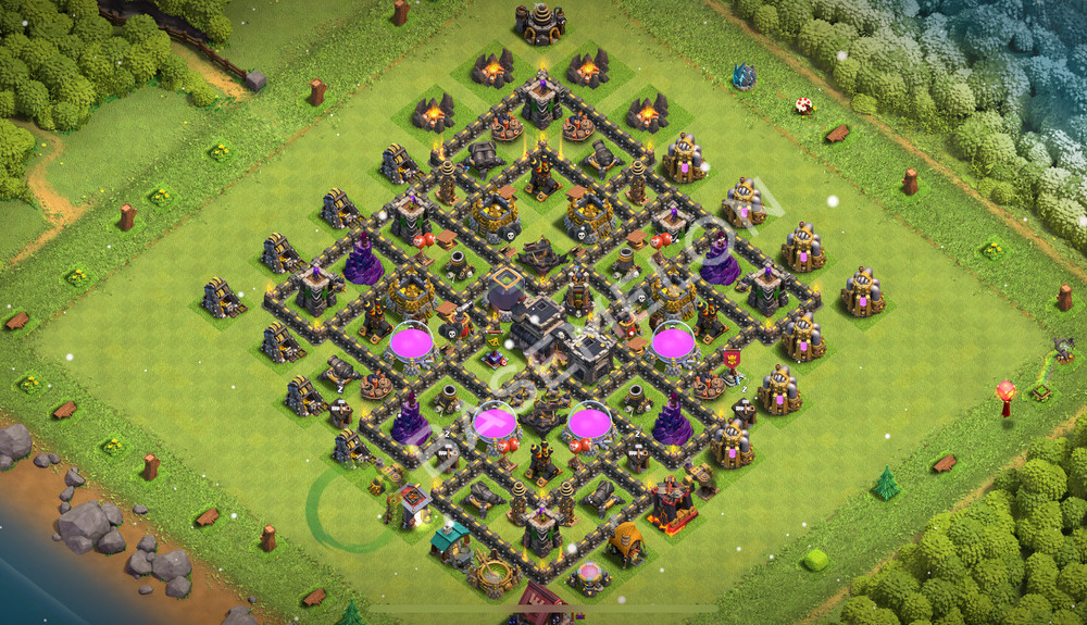 Rathaus Level 9 Verteidigung Base 2026, Anti 2 Sterne, Hybrid, Layout #2686