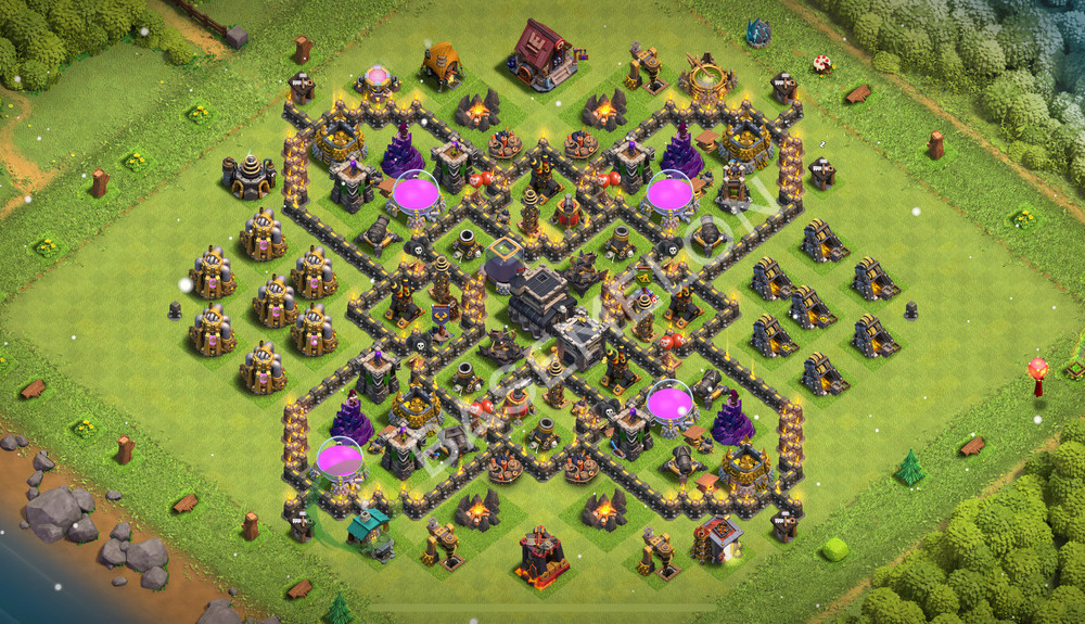 Town Hall Level 9 Trophy/Defense Base Design 2026, Anti 3 Stars, Layout #2786
