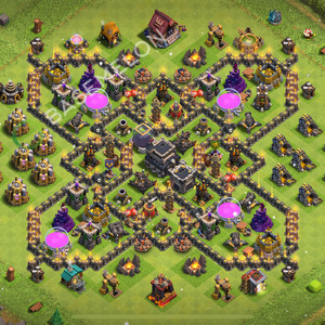 Town Hall Level 9 Trophy/Defense Base Design 2026, Anti 3 Stars, Layout #2786
