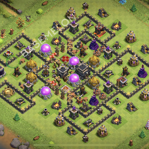 Town Hall Level 9 Trophy/Defense Base Design 2026, Anti 3 Stars, Anti Everything, Layout #2812