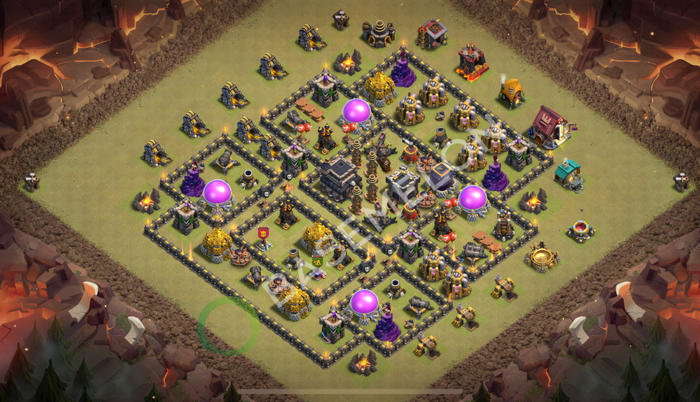 Town Hall Level 9 War Base Design 2026, Anti Everything, Hybrid, Layout #3074