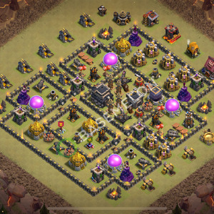 Town Hall Level 9 War Base Design 2026, Anti Everything, Hybrid, Layout #3074