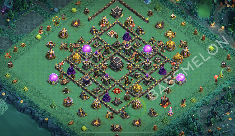 Town Hall Level 9 Trophy/Defense Base Design 2026, Anti Everything, Layout #3225