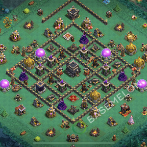 Town Hall Level 9 Trophy/Defense Base Design 2026, Anti Everything, Layout #3225