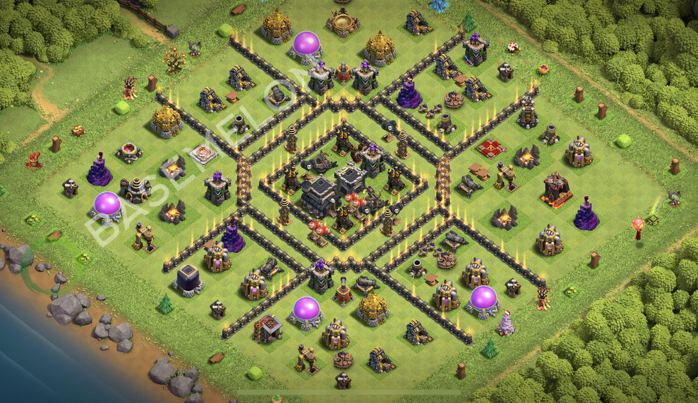 Town Hall Level 9 Trophy/Defense Base Design 2026, Anti Everything, Layout #3258