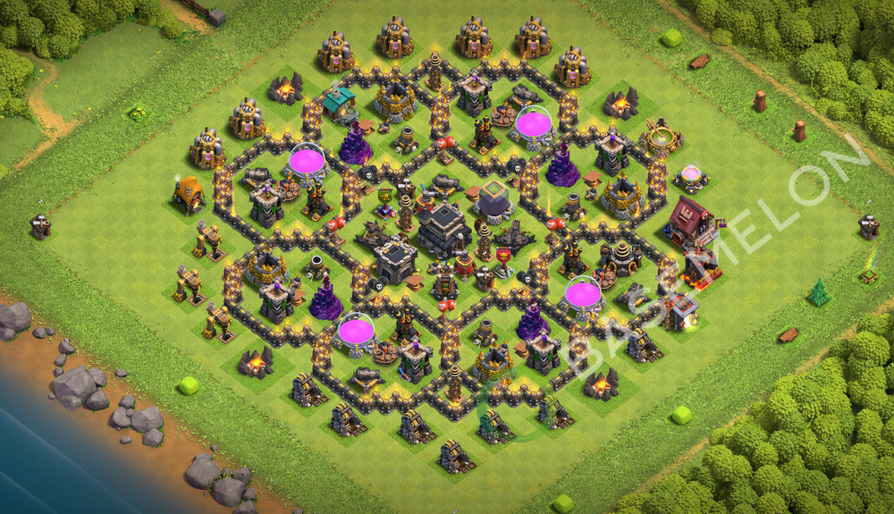 Rathaus Level 9 Verteidigung Base 2026, Anti 2 Sterne, Layout #3269