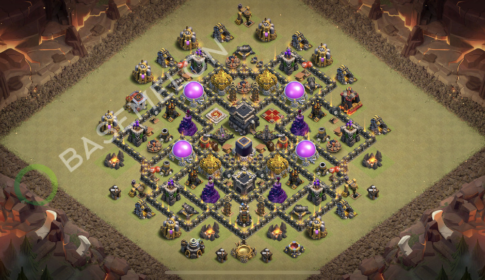 Town Hall Level 9 War Base Design 2026, Anti 3 Stars, Hybrid, Layout #3365