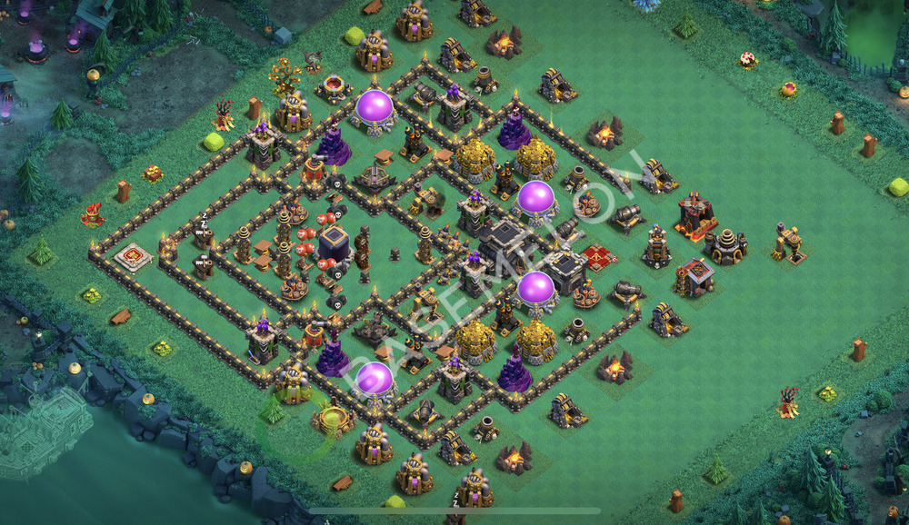 Town Hall Level 9 Trophy/Defense Base Design 2026, Max Levels, Hybrid, Layout #3456