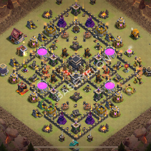 Town Hall Level 9 War Base Design 2026, Anti Air, Layout #348