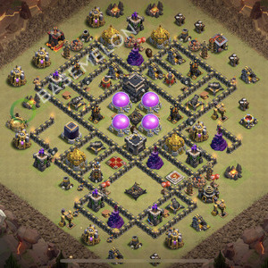 Town Hall Level 9 War Base Design 2026, Anti 3 Stars, Anti Everything, Layout #3493