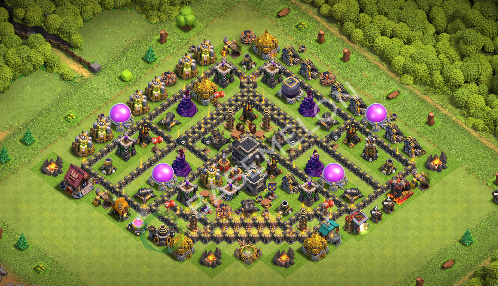 Town Hall Level 9 Trophy/Defense Base Design 2026, Max Levels, Layout #3622