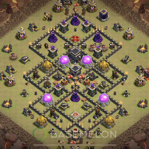 Town Hall Level 9 War Base Design, Anti 3 Stars, Anti Everything, Layout #381
