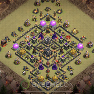 Town Hall Level 9 War Base Design, Anti 3 Stars, Anti Everything, Layout #390