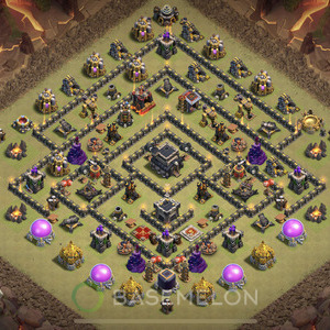 Town Hall Level 9 War Base Design, Anti 2 Stars, Anti Everything, Layout #408