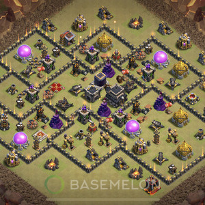 Town Hall Level 9 War Base Design, Anti 3 Stars, Anti Everything, Layout #422