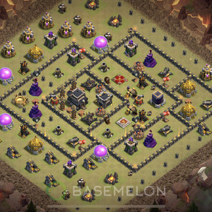 Town Hall Level 9 War Base Design, Anti 2 Stars, Anti Everything, Layout #442