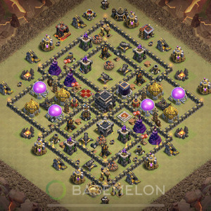 Town Hall Level 9 War Base Design, Anti 3 Stars, Anti Everything, Layout #469
