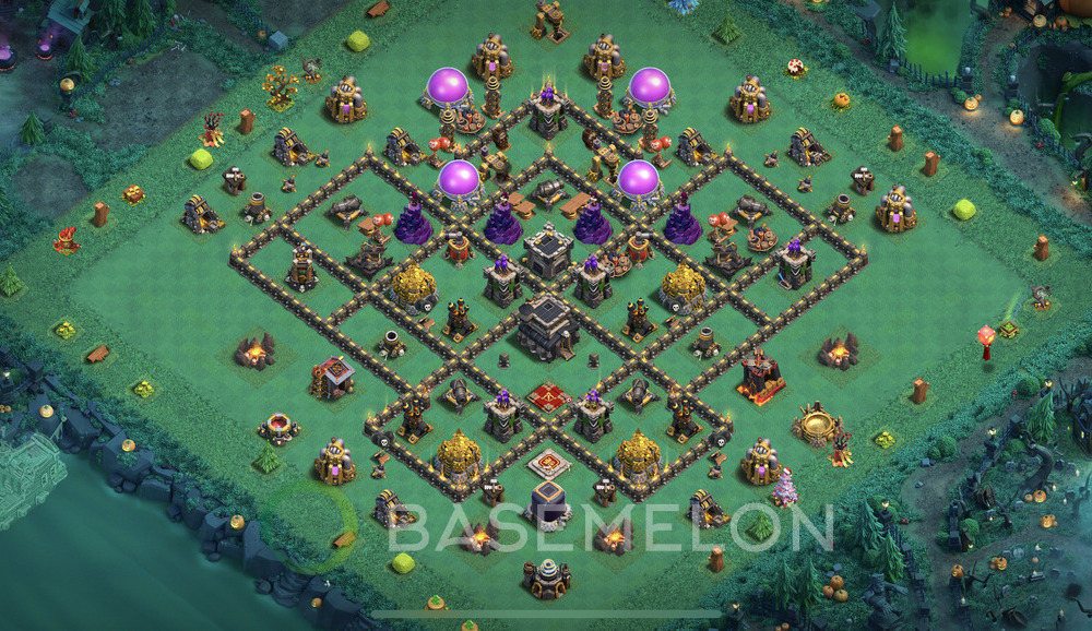 Town Hall Level 9 Trophy/Defense Base Design 2024, Anti 2 Stars, Anti Everything, Layout #479