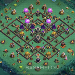 Town Hall Level 9 Trophy/Defense Base Design, Anti 2 Stars, Anti Everything, Layout #479
