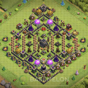 Town Hall Level 9 Trophy/Defense Base Design, Anti 3 Stars, Anti Everything, Layout #482