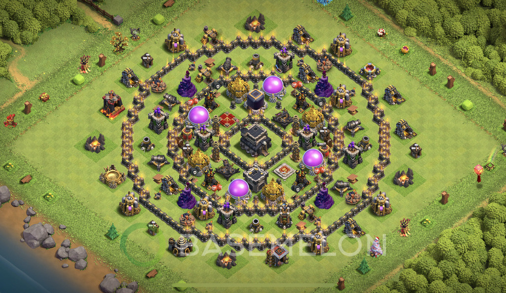 Town Hall Level 9 Farm Base Design 2024, Max Levels, Hybrid, Layout #484